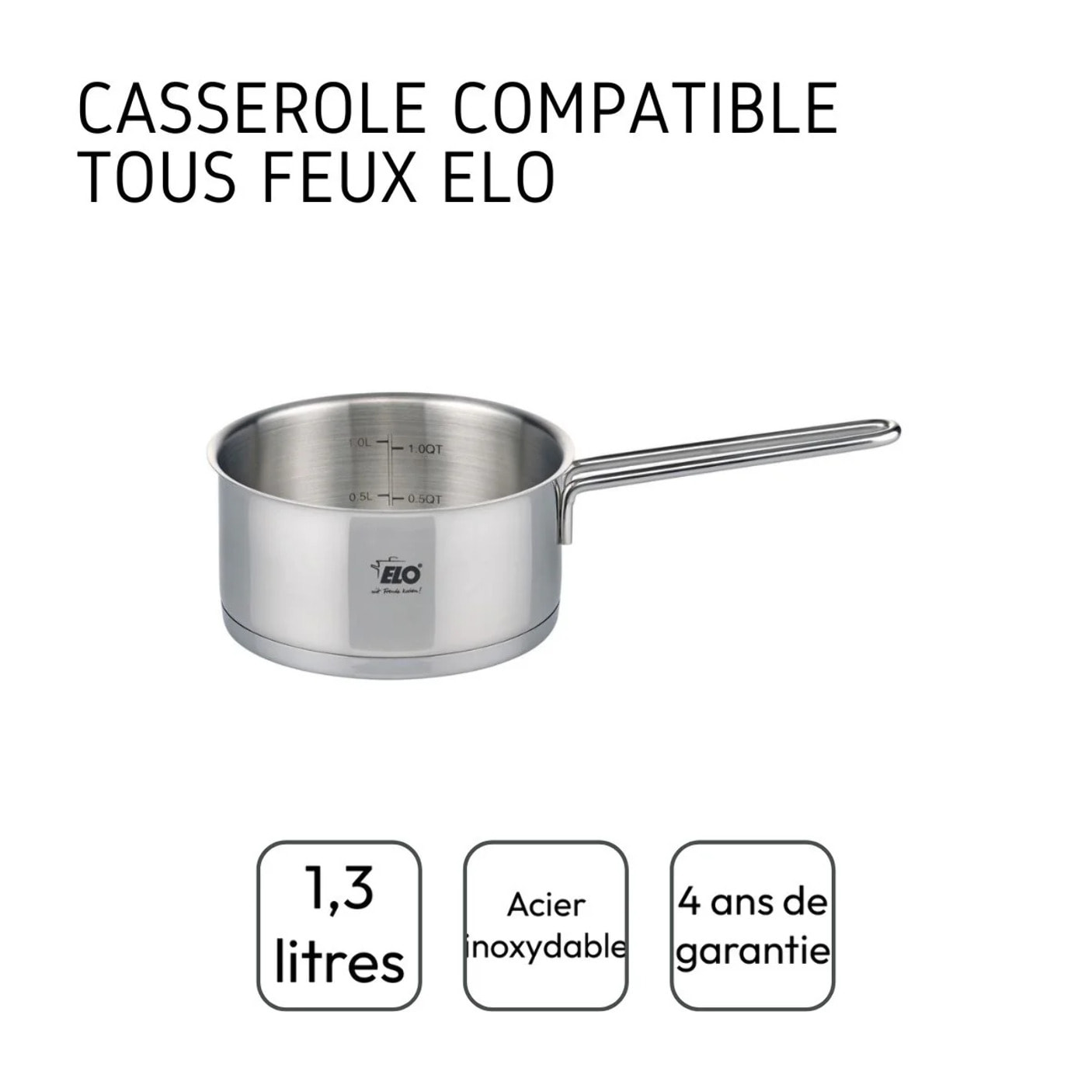 Casserole en inox 16 cm capacité 1,3 litres Elo Citrin