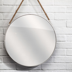 Miroir Rond Blanc Anse Jonc 50cm