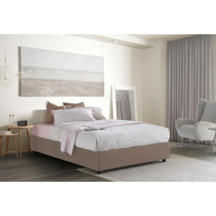 Letto piazza e mezza Arianna, Letto contenitore con rivestimento in tessuto, 100% Made in Italy, Apertura frontale, adatto per materasso Cm 120x200, Tortora