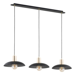 Lampada a sospensione SPIRIT a tre luci in acciaio nero opaco