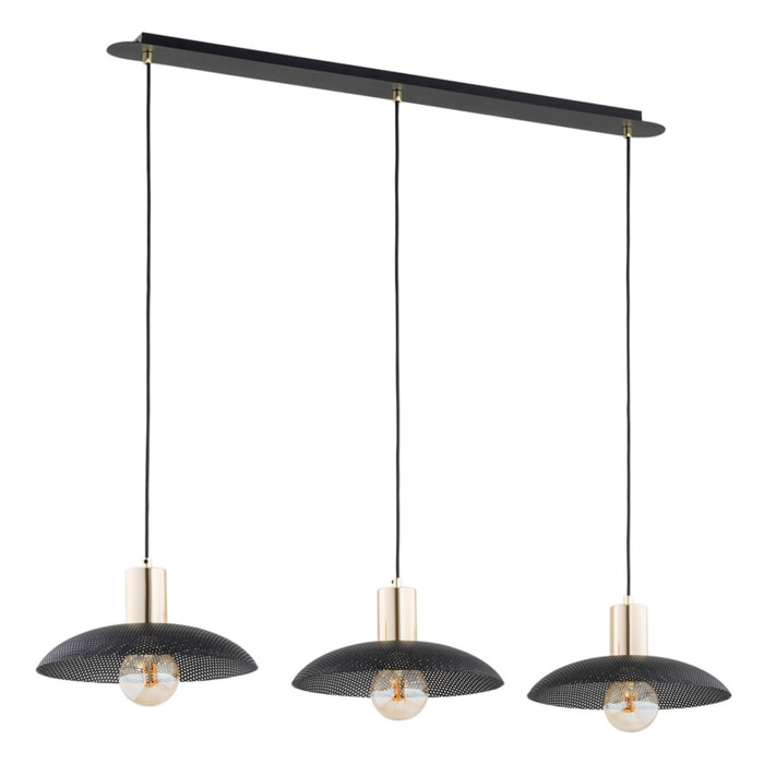 Lampada a sospensione SPIRIT a tre luci in acciaio nero opaco