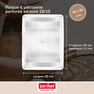 Plaque à pâtisserie perforée 40 x 30 cm en acier inoxydable Zenker Special Cooking