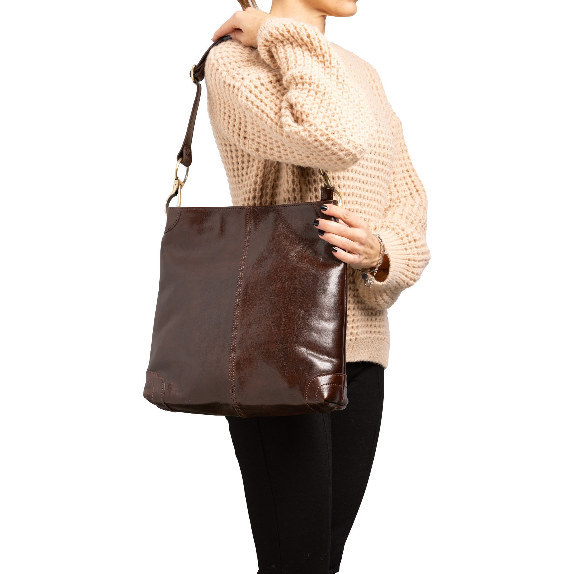 Borsa a spalla  da donna In Vera pelle Made in Italy 32x32x11 cm