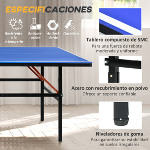 Mesa de Ping Pong Plegable con Ruedas Mesa de Tenis Profesional para Interiores y Exteriores Tamaño Estándar con Red Paletas Pelota 274x152,5x76 cm Azul