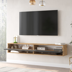 Meuble TV suspendu bois et anthracite 180 cm OMIA