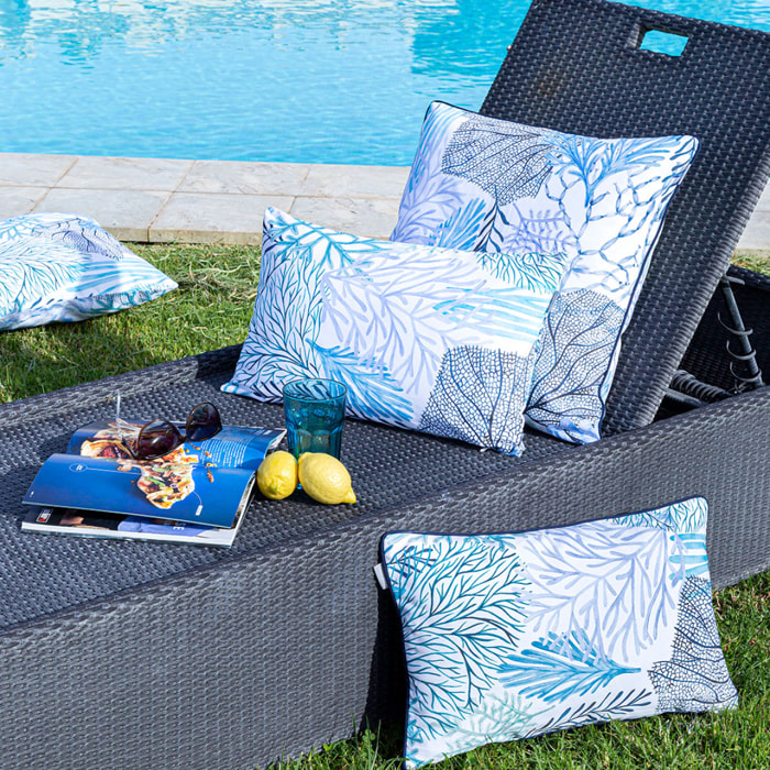 Lot de 2 housses de coussin en coton imprimé ARRECIFE - bleu