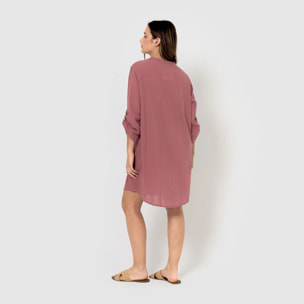 Vestido corto algodón liso malva