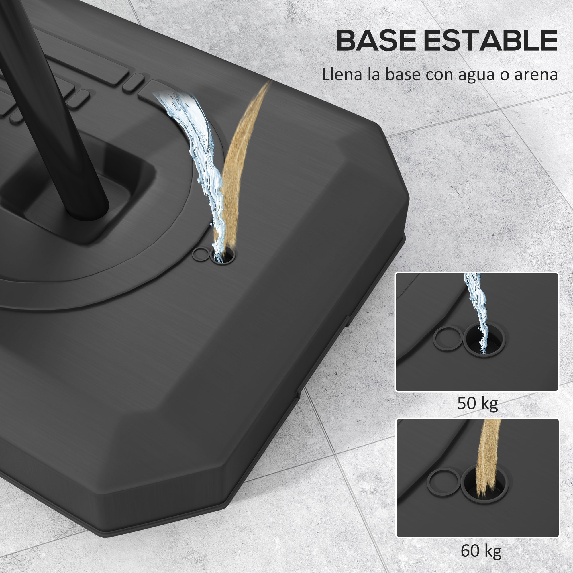 Canasta de Baloncesto para Exterior, Altura Ajustable de 16 Niveles, 150-305 cm, Canasta de Baloncesto Portátil con Ruedas, Base Rellenable y Sistema de Retorno, para Adultos y Adolescentes