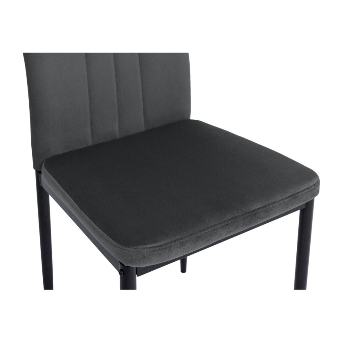 Chaises Jade en velours et pieds noirs - Gris anthracite