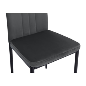 Chaises Jade en velours et pieds noirs - Gris anthracite