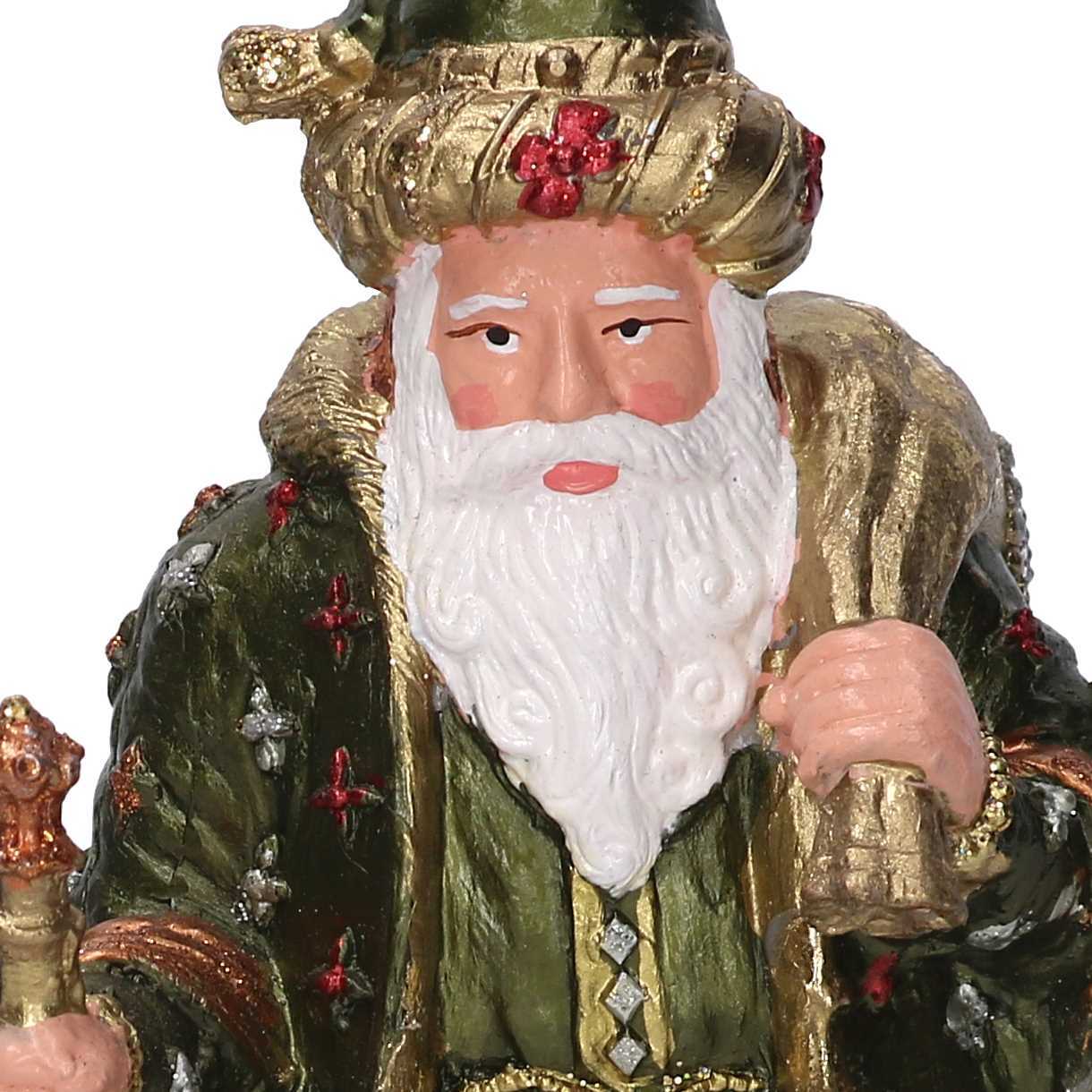 Babbo natale in resina verde oliva cm 12x10h20