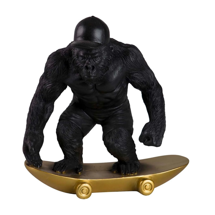 Figura Kingkong Skate Resina Negra 21x15x21 Cm