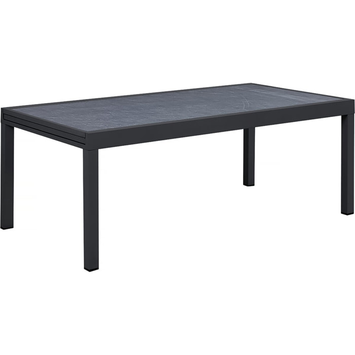 Table jardin en aluminium extensible "Lagos" - 200/320 x 105 x 76 cm - Noir