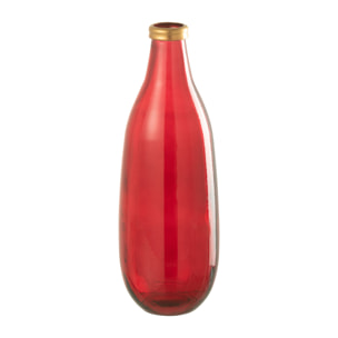 J-Line Vase Bord Or Verre Rouge M