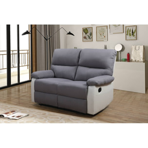 Canapé relax "Lincoln" - 147 x 89 x 103 cm - 2 places - Blanc / gris clair