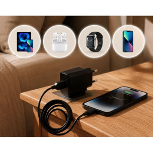 Chargeur + câble ESSENTIELB 12W Smart IC USB-A + Cable USB-C 1M compatible iPhone 17 16 15 Pro Max et Galaxy S25 S24