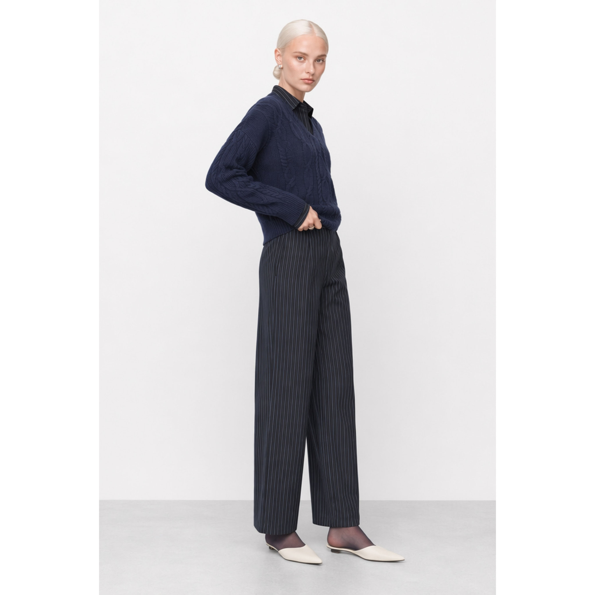 Kocca - Maglia da donna a trecce con maniche lunghe e scollo a V Donna