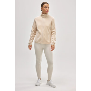 Giacca termica in pile avorio in stile sportivo