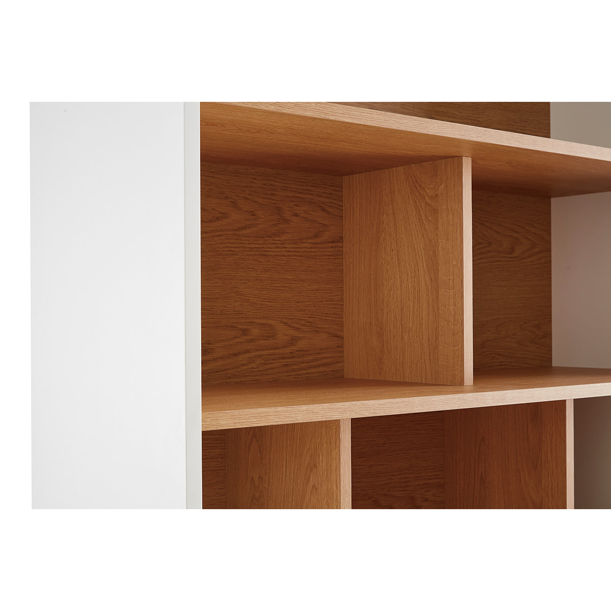 Bibliothèque scandinave en bois clair chêne et blanc L90 cm ABEL