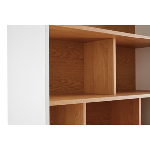 Bibliothèque scandinave en bois clair chêne et blanc L90 cm ABEL