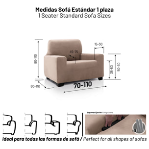 Funda de sofá TERCIOPELO ANTI MANCHAS Multi elástica modelo VERONICA