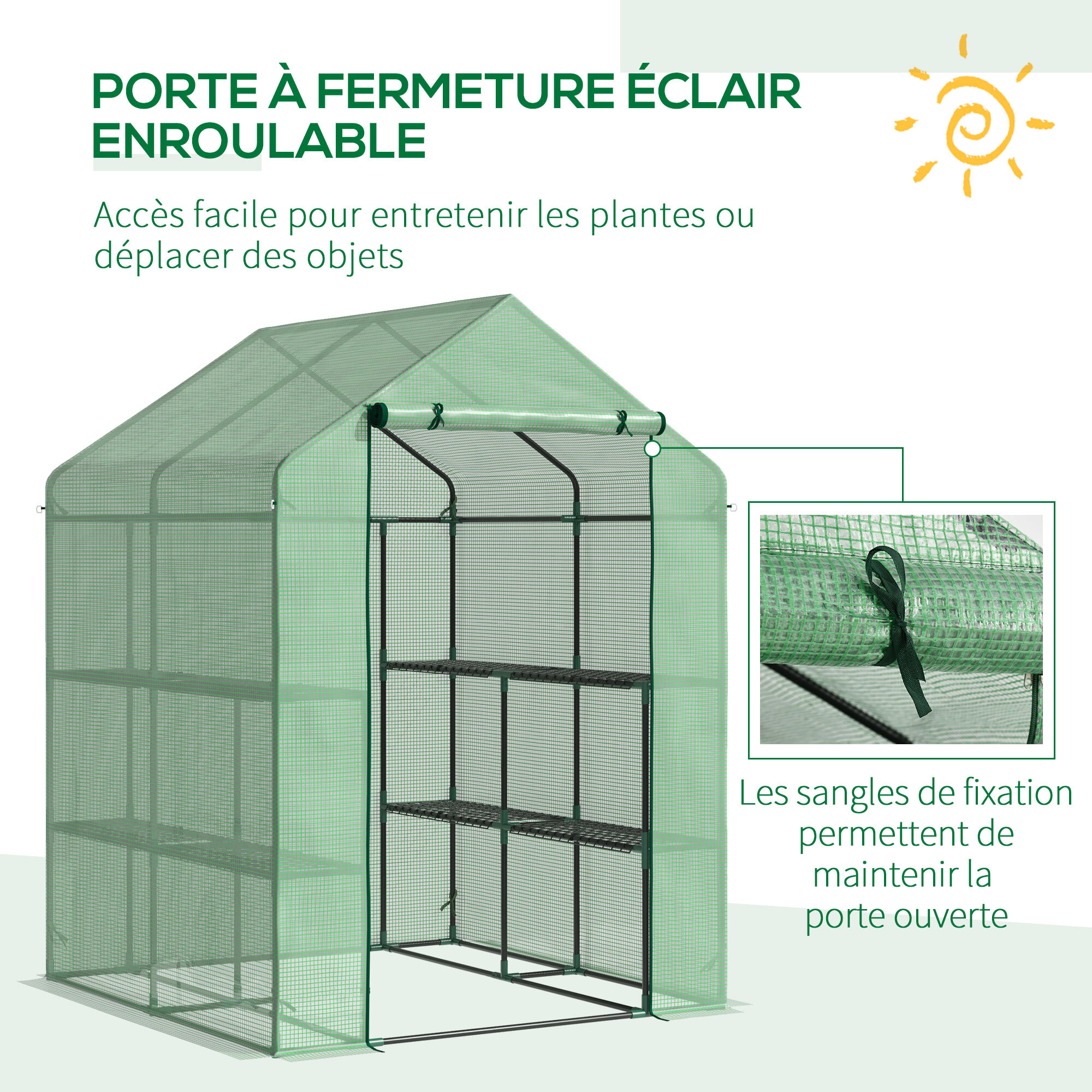 Serre de Jardin Étagères 3 Niveaux Bâche PE 140 g/? Vert