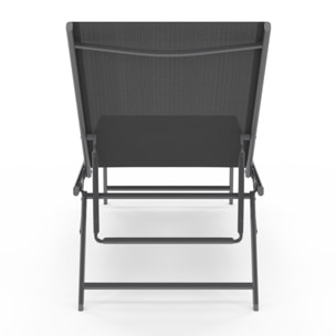 Transats inclinables Malaga 4 positions gris - lot de 2