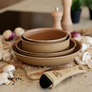 Batterie de cuisine 5 pièces en aluminium recyclé marron