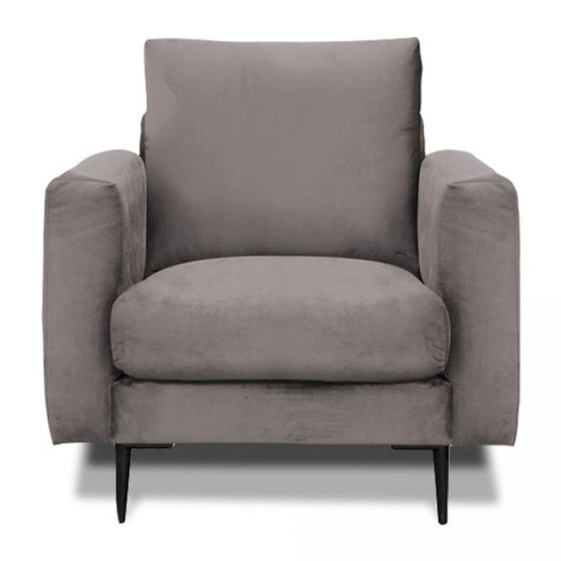 Fauteuil Caruso Velours Gris clair - 1 Place