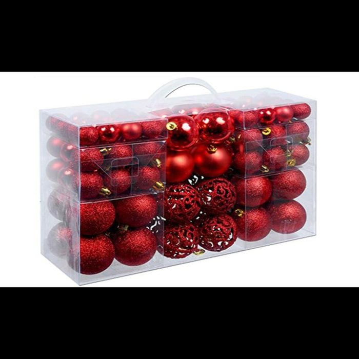 Confezione 100 Palline di Natale Colore Red, Palle di Natale Diametro 3/4/6 cm, Addobbi E Decorazioni per Albero di Natale, Colore Rosso