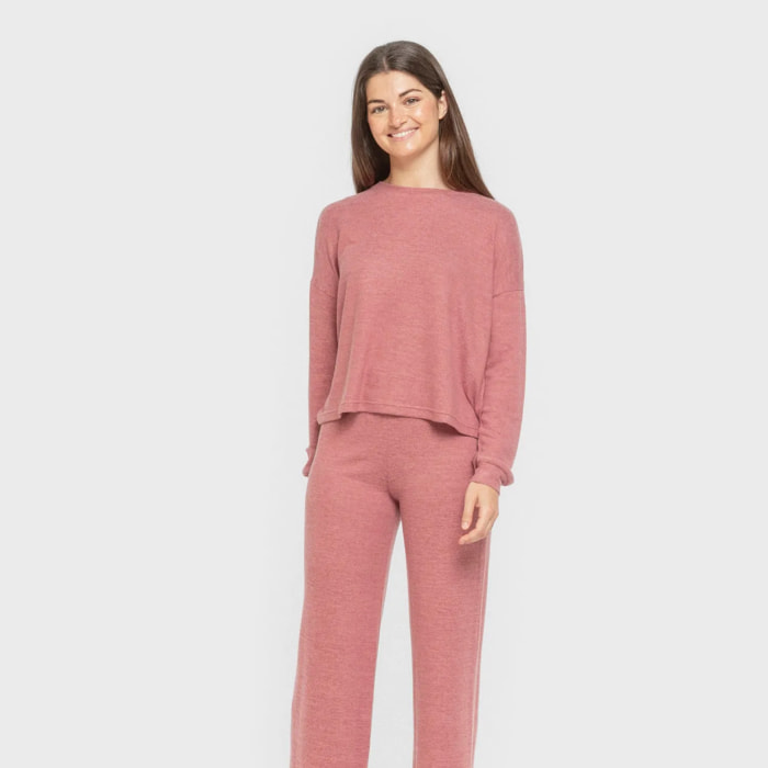 Pijama angorina liso rosa