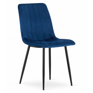 Sedia Lava in velluto blu scuro con gambe in metallo