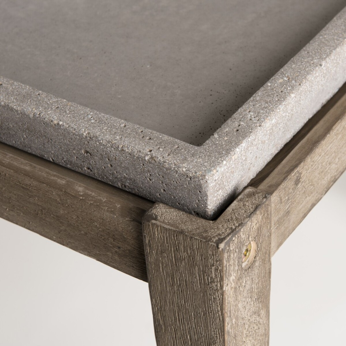 HECTOR - Table d'appoint de jardin carrée béton 53x53 cm et pieds en bois Acacia