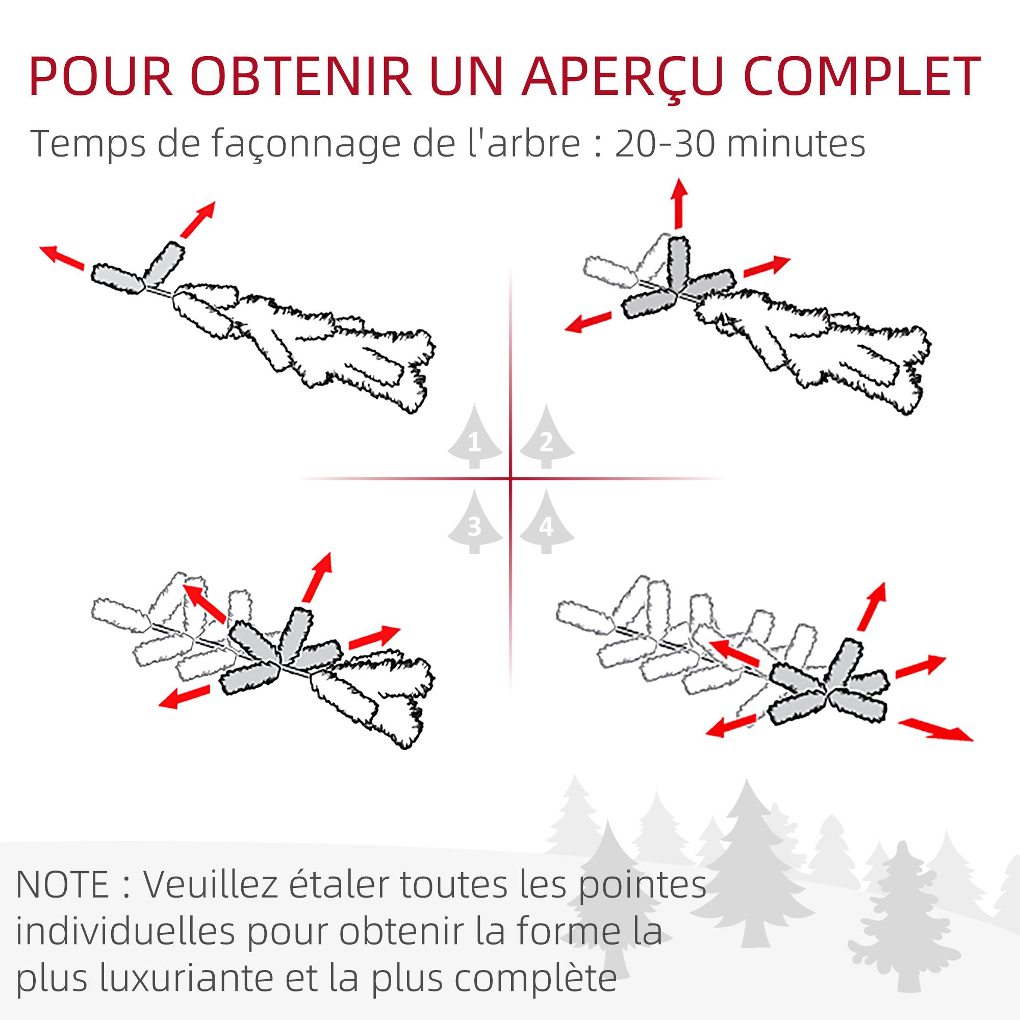 Sapin de Noël artificiel aspect enneigé Ø 65 x 180H cm 37 pommes de pin 618 branches épines imitation Nordmann grand réalisme