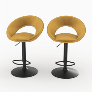 Lot de 2 chaises de bar en velours jaune curry 61/76,5 cm - Cloclo