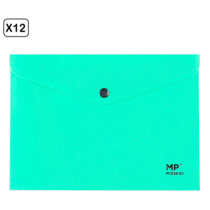PACK 12 UNITA' FOLDER CON CHIUSURA A BOTTONI A5 Turchese