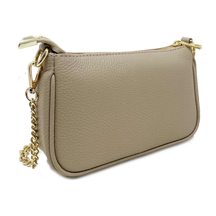 Chicca Borse - Tracollina Clutch Donna in Vera Pelle - Colore Fango