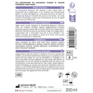 PEDIAKID - Balépou® Shampoing - Traitement Anti-Poux et Lentes Naturel - Agit en 15 Minutes - Dès 3 Mois - Dispositif Médical - Lot de 2