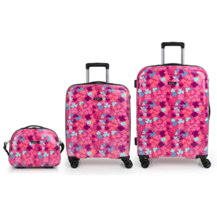 Set de maleta de cabina, mediana y neceser Gabol CLOVER
