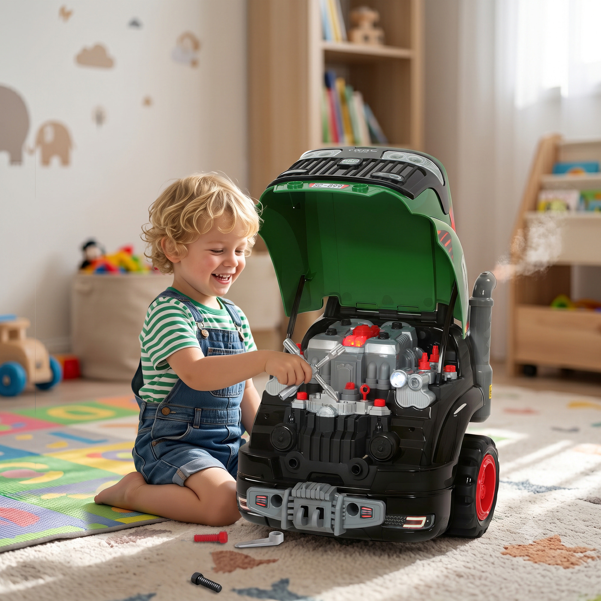 Camion mécano 2 en 1 - jeu d'imitation mécanicien - nombreux accessoires total 60 pièces et effets