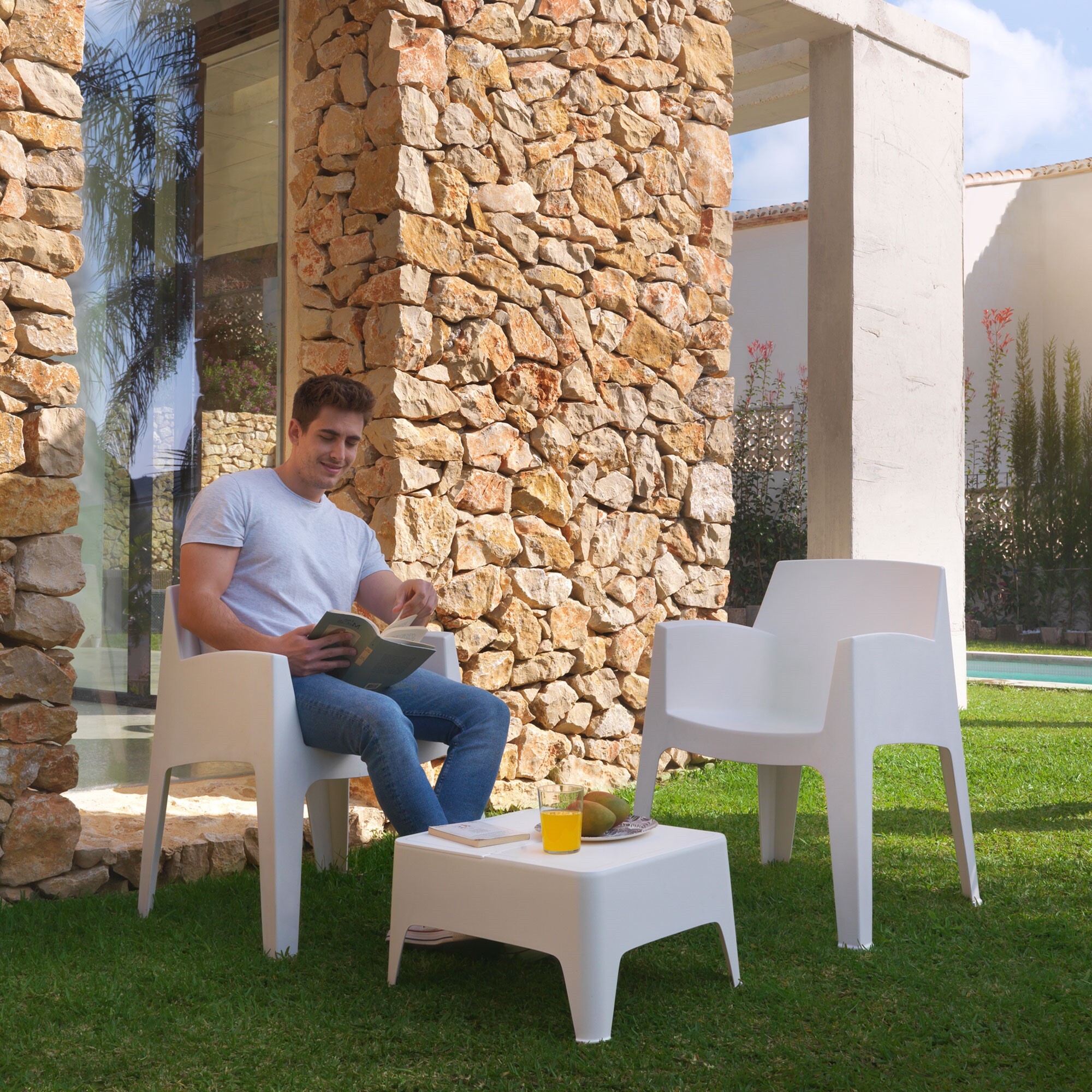 Shaf costa - set de muebles de exterior 2 plazas color blanco