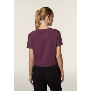 T-shirt Cropped girocollo fit comfort con ricamo