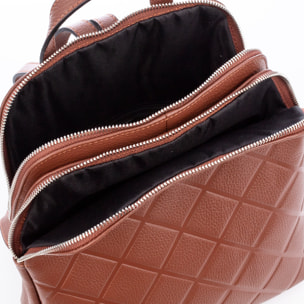 Arquà zaino donna. Pelle autentica Dollaro goffrata geometrica grande.