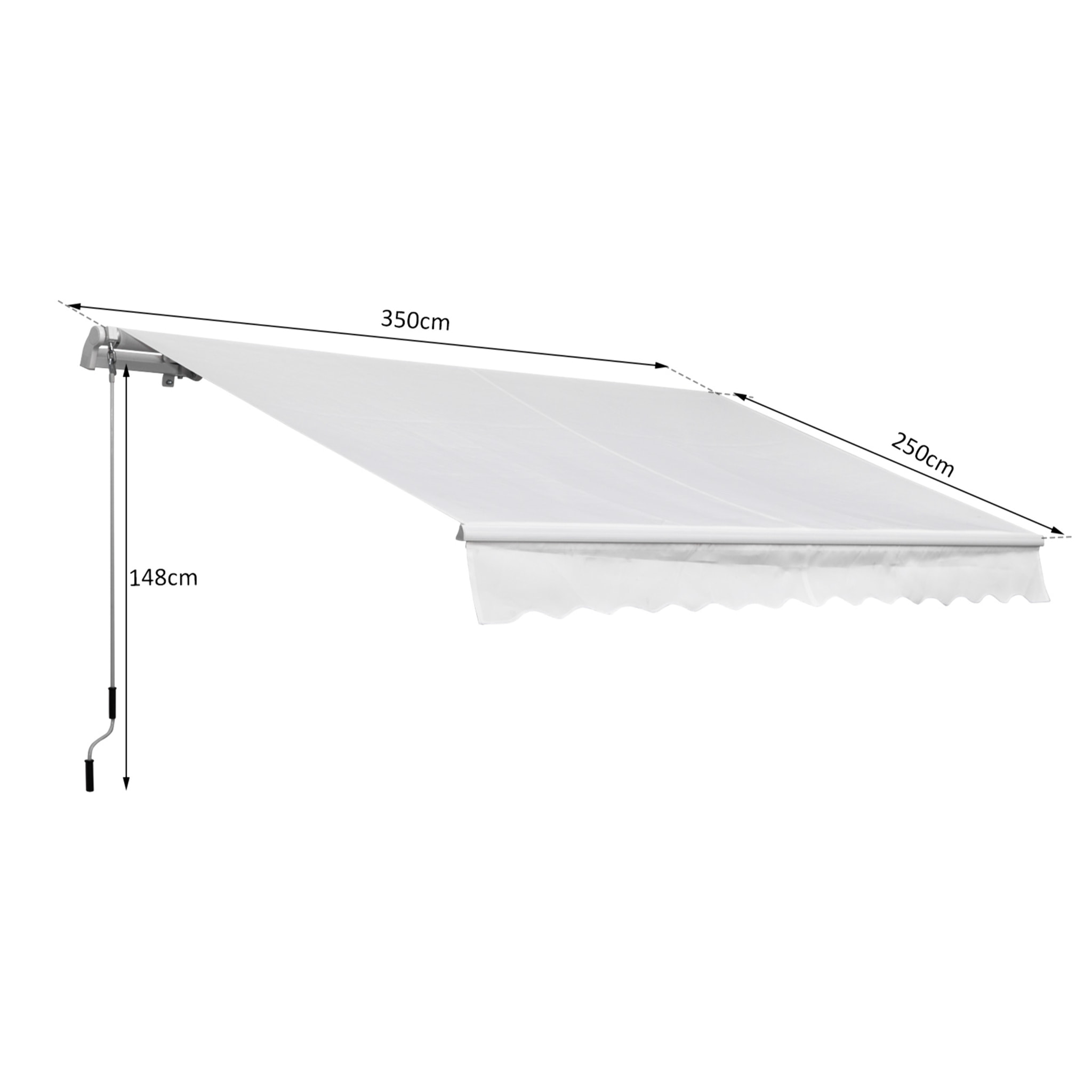 Toldo Manual de Aluminio Acero Poliéster 3.5x2.5m Blanco