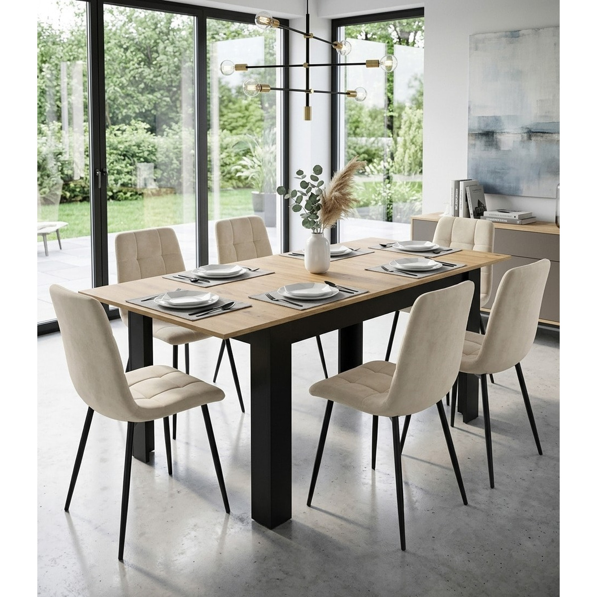 Tavolo allungabile moderno Artisan rovere e nero