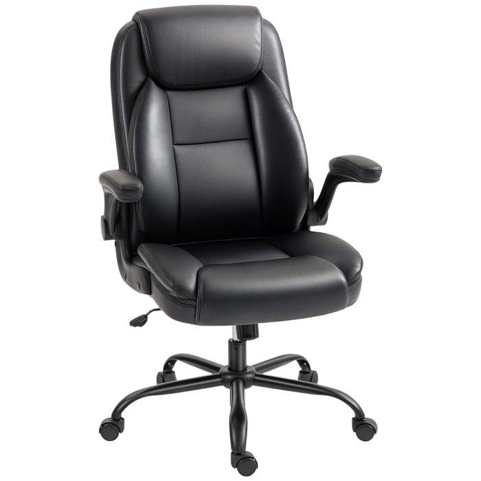 Chaise de bureau manager design réglable accoudoirs relevables acier synthétique noir