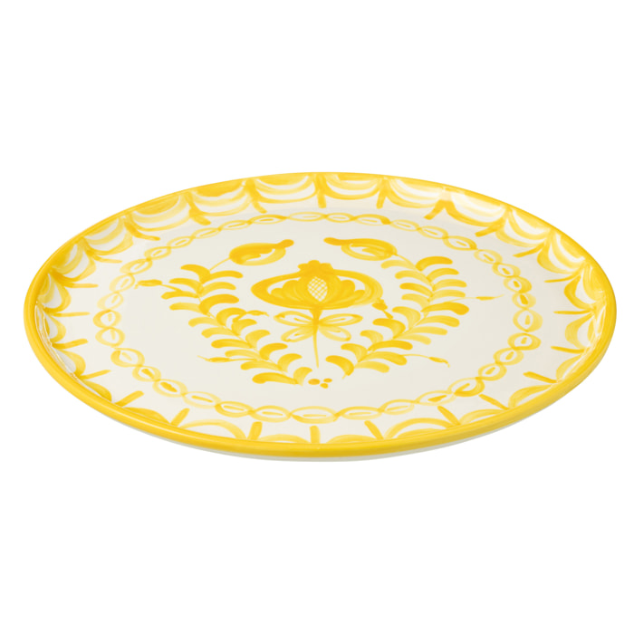 J-Line assiette Granada - céramique - blanc/jaune