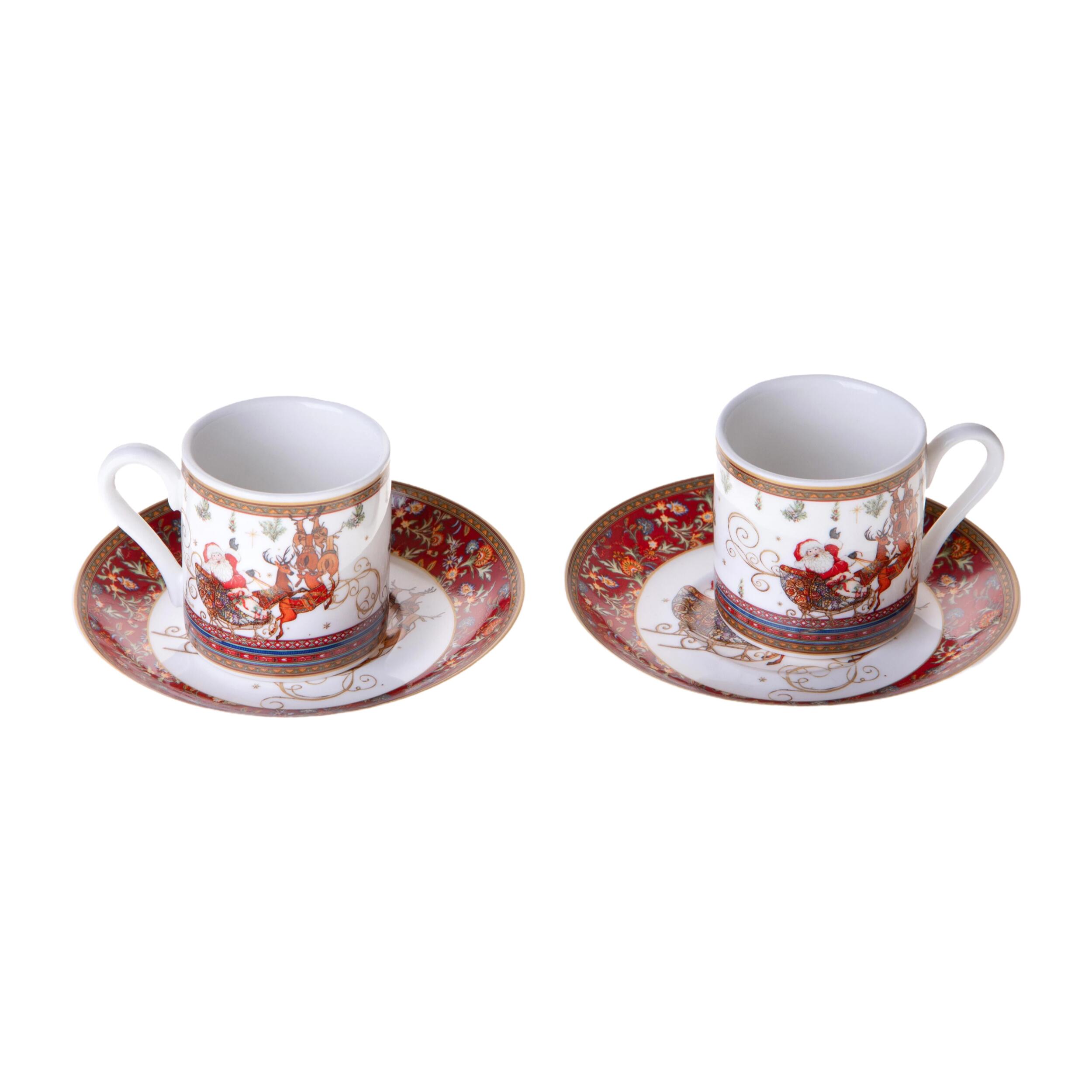 Set di 2 tazze/Piatti con B.Natale per uso interno - Pezzi 1 - Colore Rosso - 22x6,2Hx13,6cm - Bianchi Dino