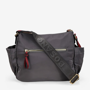 Bolso bandolera visón con cremalleras metálicas