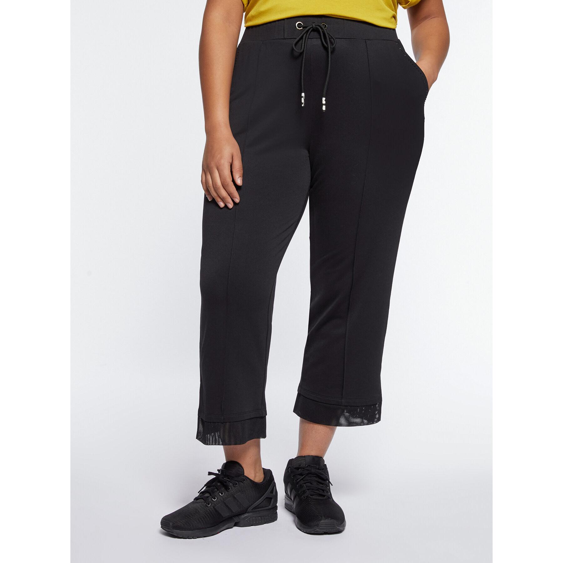 Fiorella Rubino - Pantaloni cropped con bordi in tulle - Nero